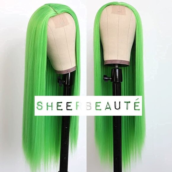 Green T Part Middle Part Lace Wigs - Picture 5 of 5